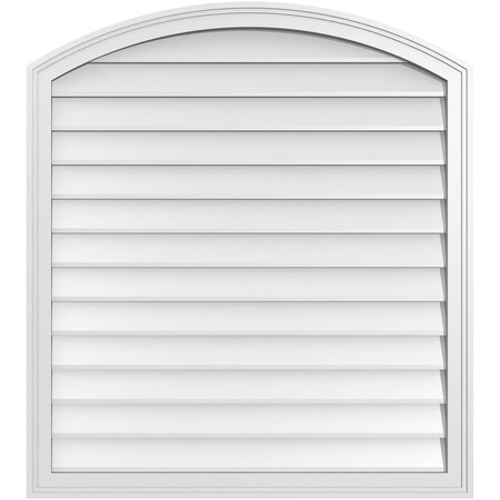 Ekena Millwork Arch Top Surface Mount PVC Gable Vent: Functional, w/ 2"W x 1-1/2"P Brickmould Frame, 36"W x 40"H GVPAR36X4002SF